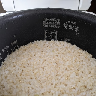 炊飯器で玄米ご飯(浸水なし)